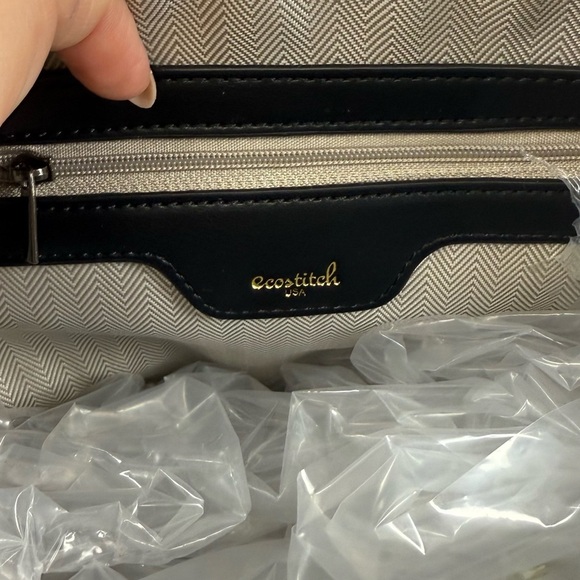 Ecostitch Woven Puff Square Crossbody Quilted Handbag Black PETA Approved NWT - Picture 8 of 13